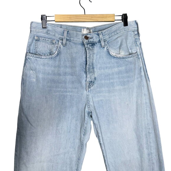 7 For All Mankind High Rise Easy Straight Leg Jeans in Sun Blue Ridge Wash 30 - Picture 4 of 11